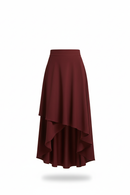 Jupe Longue Bordeaux Asymétrique Fluide