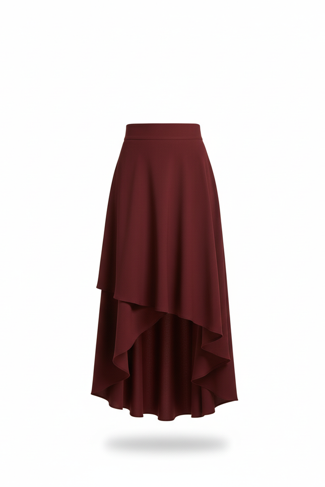 Jupe Longue Bordeaux Asymétrique Fluide
