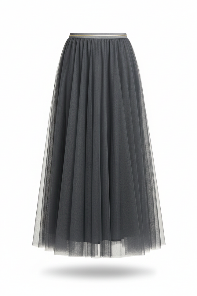 Jupe Longue Tulle Grise Chic