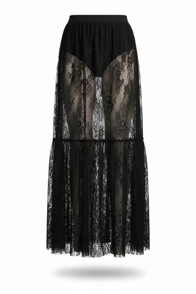Jupe Longue Dentelle Transparente Chic Soirée