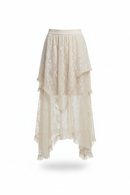 Jupe Longue Dentelle Transparente Fluide Femme