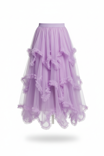 Jupe Longue Violette Tulle Volants