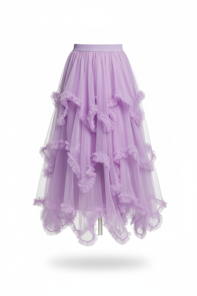 Jupe Longue Violette Tulle Volants