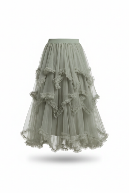 Jupe Longue Vert Sauge Mariage