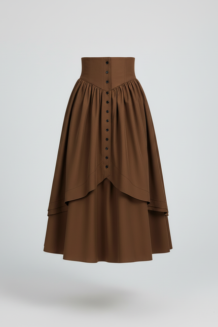 Jupe Longue Taille Haute Volantée Élégante