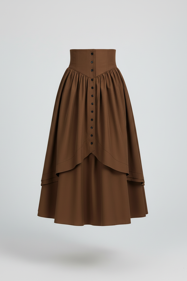 Jupe Longue Taille Haute Volantée Élégante