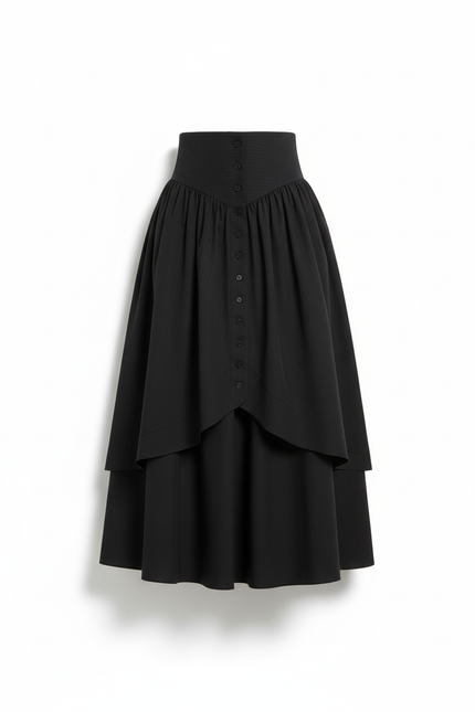 Jupe Longue Noire Taille Haute Élégante Mode