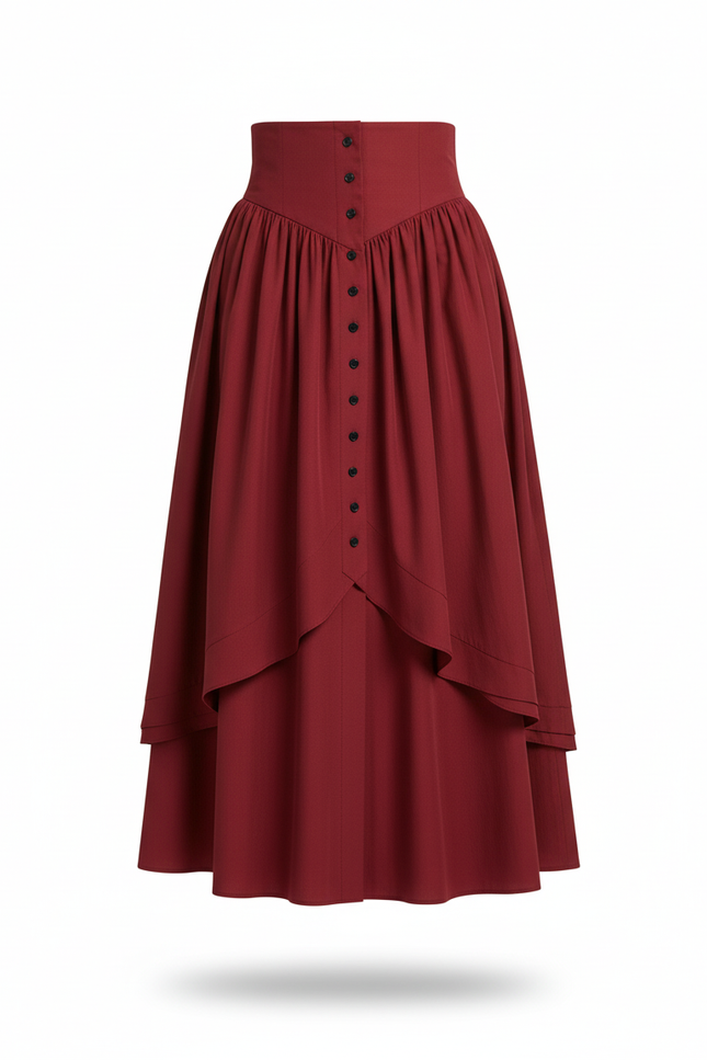 Jupe Longue Bordeaux Taille Haute Vintage