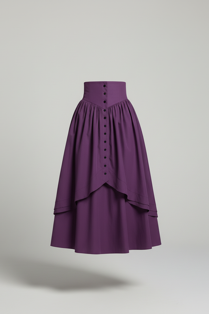 Jupe Longue Violette Volants Rétro
