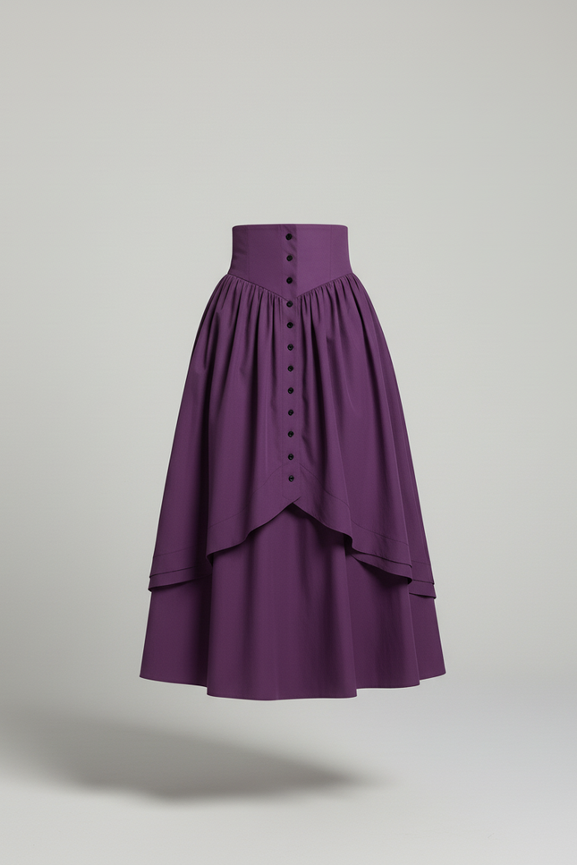 Jupe Longue Violette Volants Rétro