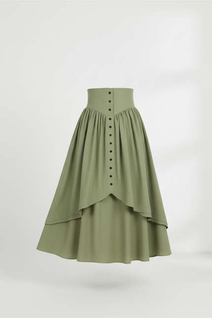 Jupe Longue Taille Haute Superposée Fluide