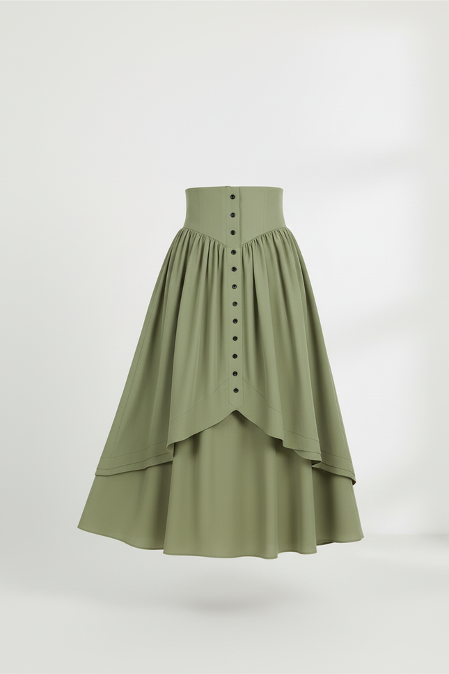 Jupe Longue Taille Haute Superposée Fluide