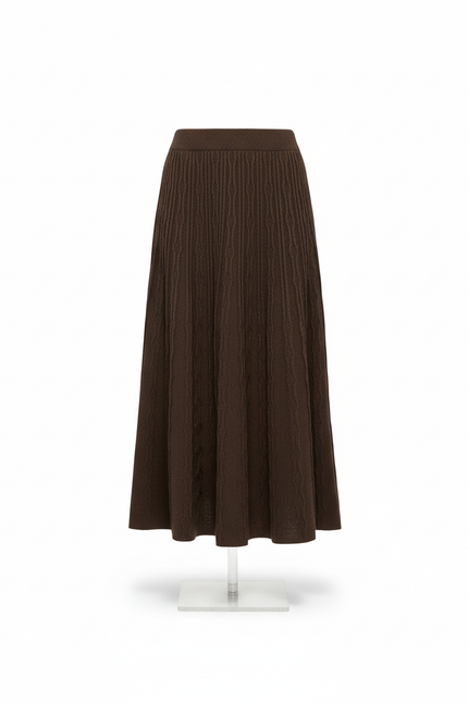 Jupe Longue Marron Texturée Élégante