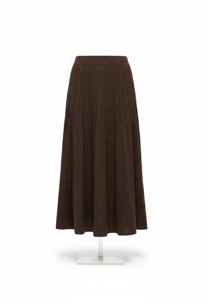 Jupe Longue Marron Texturée Élégante