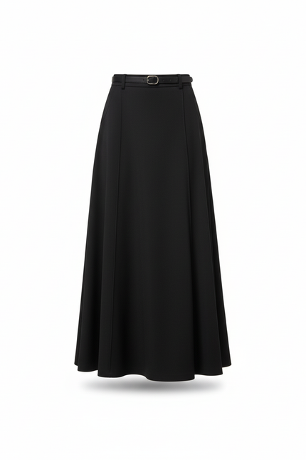 Jupe Longue Noire Évasée Chic Femme