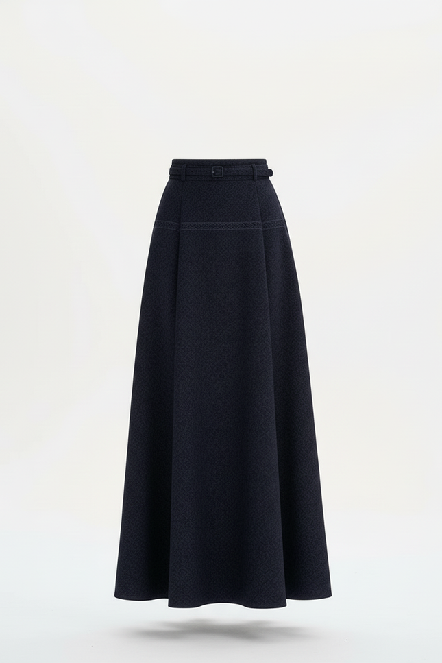 Jupe Longue Trapèze Bleue Marine Chic