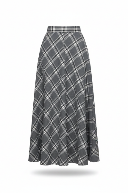 Jupe Longue Carreaux Taille Haute Chic