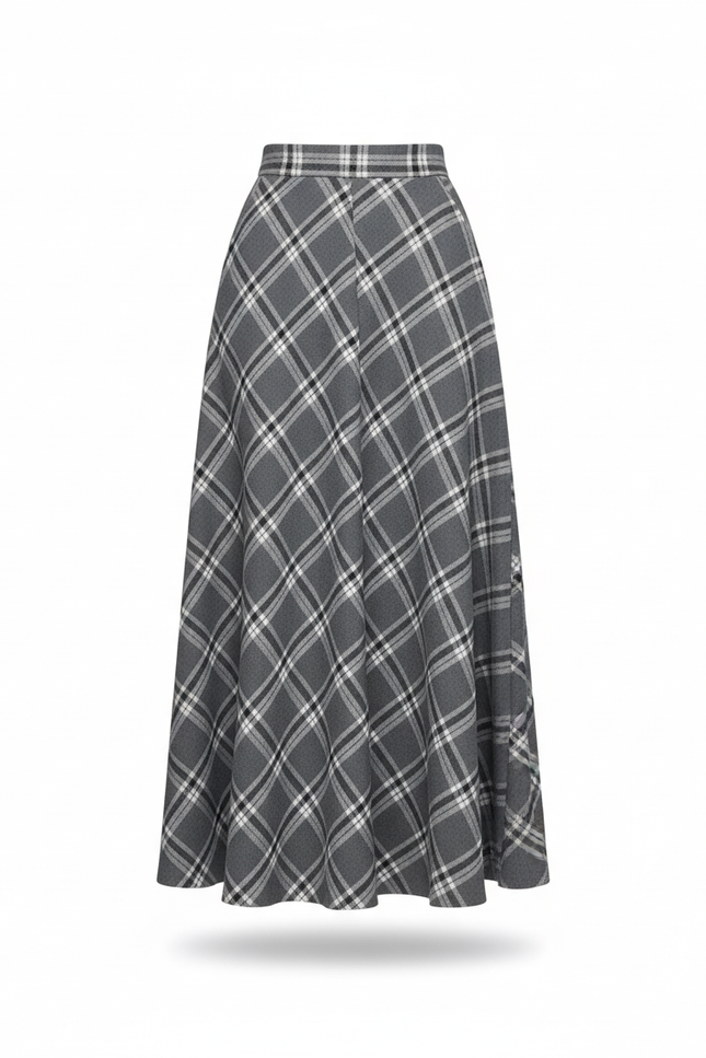 Jupe Longue Carreaux Taille Haute Chic