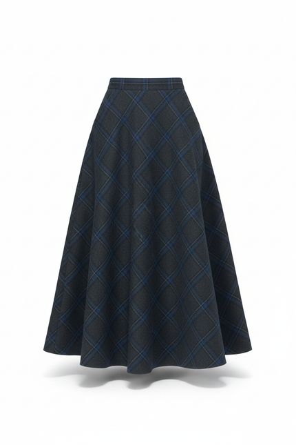 Jupe Longue Plaid Laine Chic
