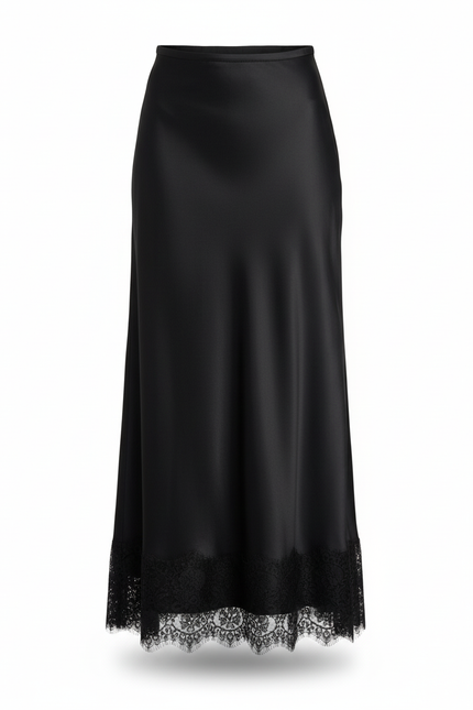 Jupe Longue Satin Et Dentelle