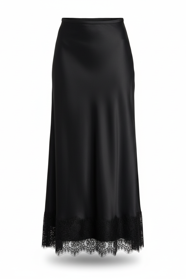 Jupe Longue Satin Et Dentelle